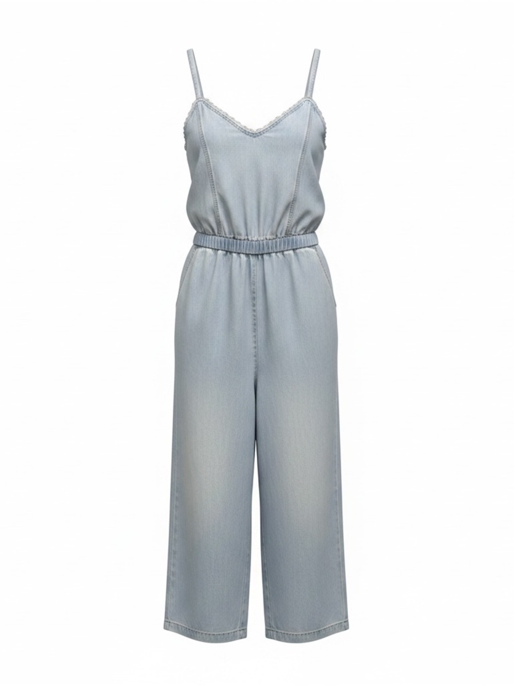 Maurices Light Blue Sleeveless Wide-Leg Jumpsuit